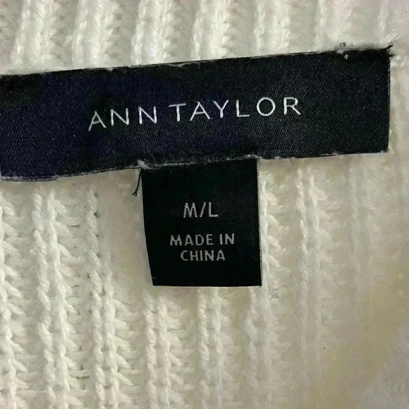 Ann Taylor Black and off White Sweater poncho knit M/L - Picture 5 of 6